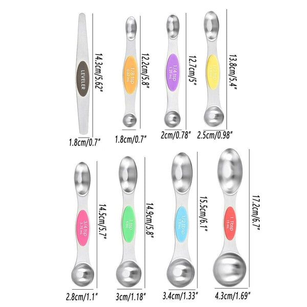 8Pcs Stainless Steel Dual Head Measuring Spoon Set Kitchen Baking Cooking Tools Measuring Cups Jugs & Spoons