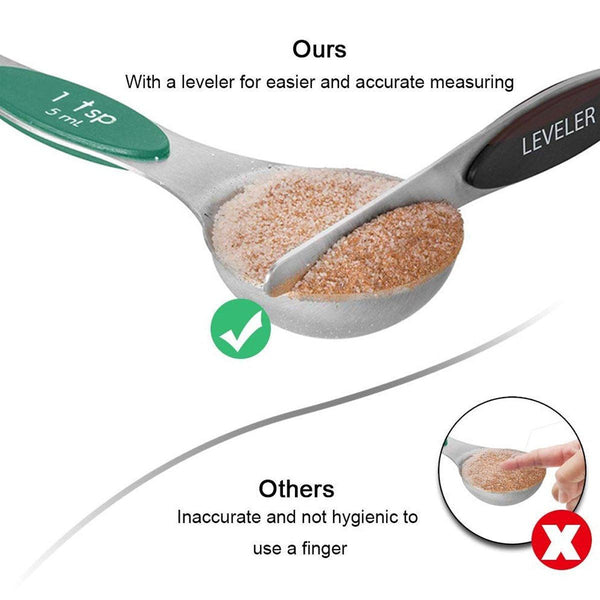 8Pcs Stainless Steel Dual Head Measuring Spoon Set Kitchen Baking Cooking Tools Measuring Cups Jugs & Spoons