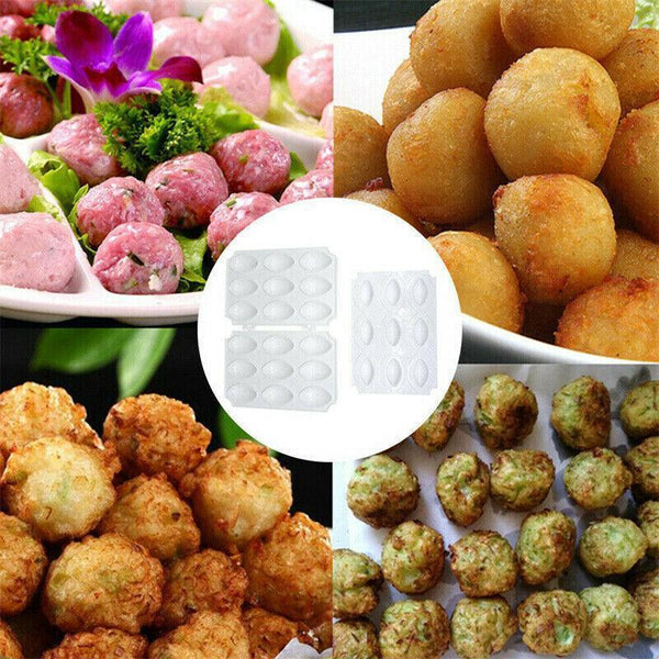 Meatball Maker Manual Meatloaf Mold Kibbeh Press Minced Processor Tool 9 Holes Clear Hamburger & Meatball Makers