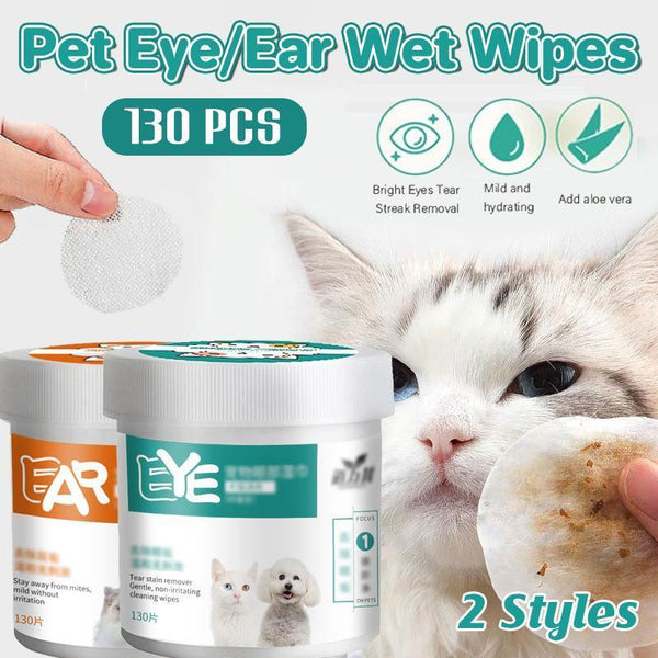 130Pcs Wipes Wet Pet Eye/Ear Dog Cat Tear Stain Remover Cleaning Paper Dog Grooming