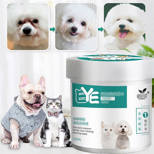 130Pcs Wipes Wet Pet Eye/Ear Dog Cat Tear Stain Remover Cleaning Paper Dog Grooming
