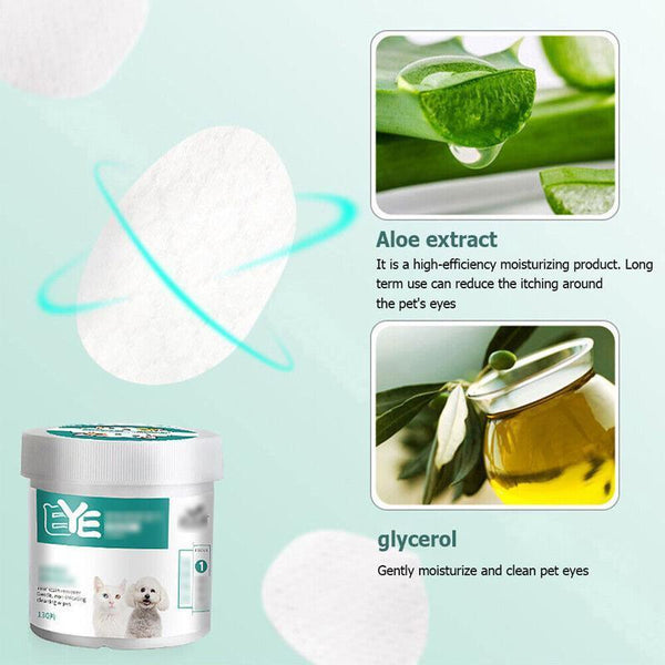 130Pcs Wipes Wet Pet Eye/Ear Dog Cat Tear Stain Remover Cleaning Paper Dog Grooming