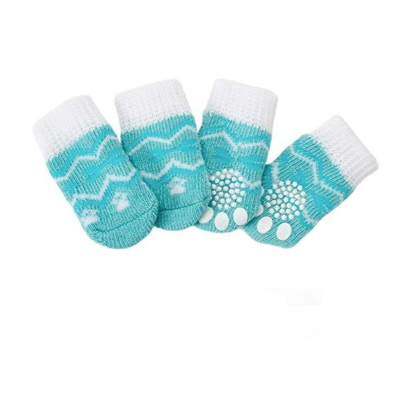 Dog Socks Non Slip Grip Anti Puppy Cat Pet Shoes Slippers Water Green Ripples Dog Clothing & Shoes