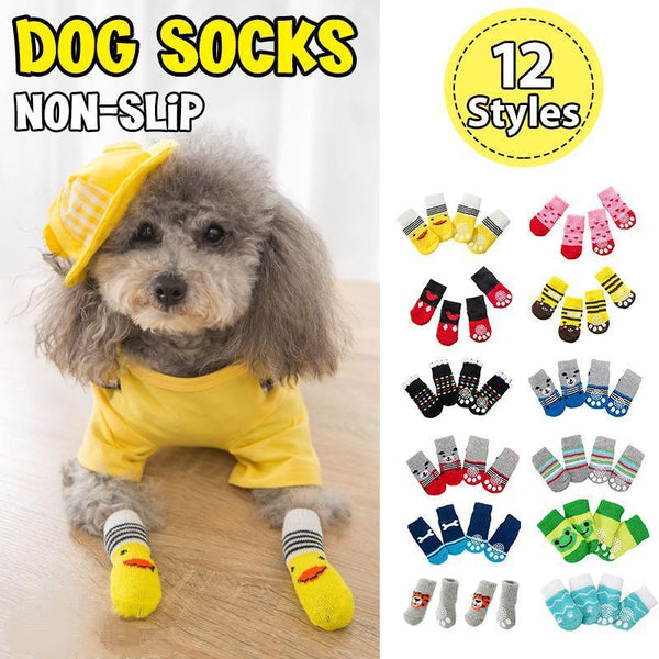 Dog Socks Non Slip Grip Anti Puppy Cat Pet Shoes Slippers Grey Tiger Size Dog Clothing & Shoes