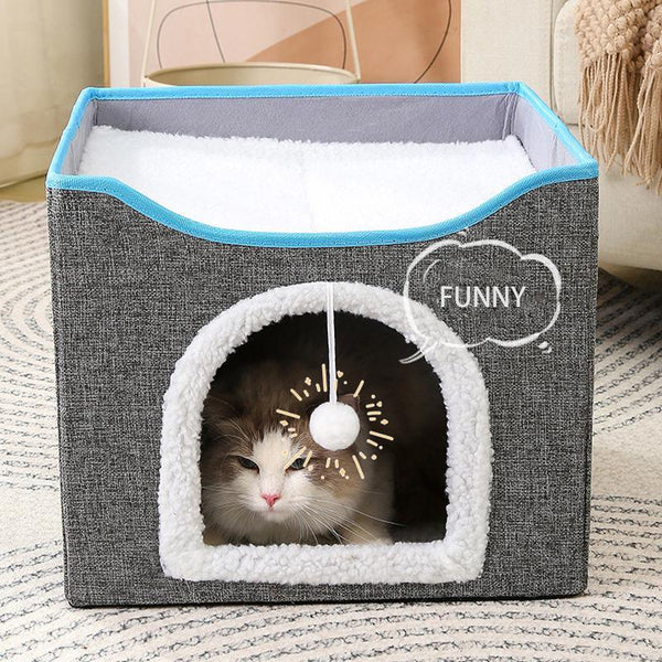 Foldable Pet Cat Calming Bed Hideaway Interactive House Nest Scratching Board Light Green Furniture & Scratchers