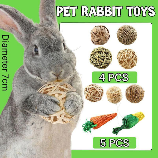 4/5Pcs Pet Balls Rabbit Toys Bunny Straw Rattan Woven Chewing Biting 4Pcs Small Animal Supplies
