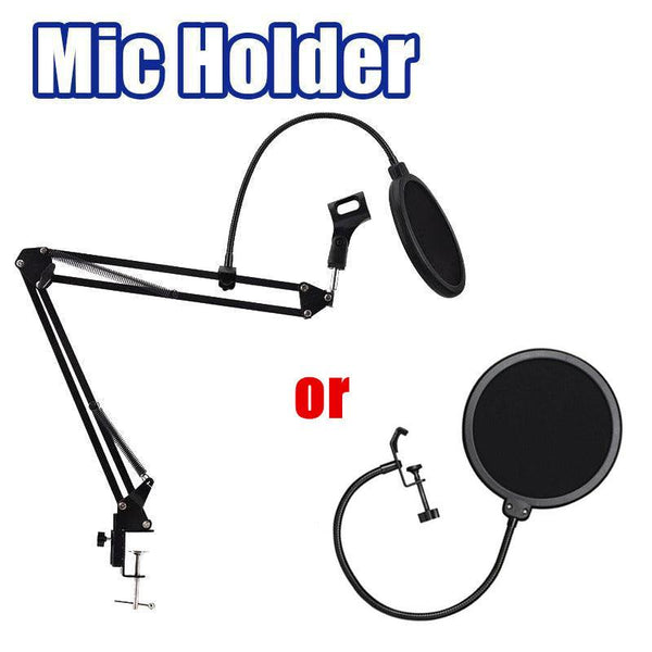 Microphone Suspension Boom Arm Desktop Stand Holder Mount And Pop Filter With Microphone Holders & Stands
