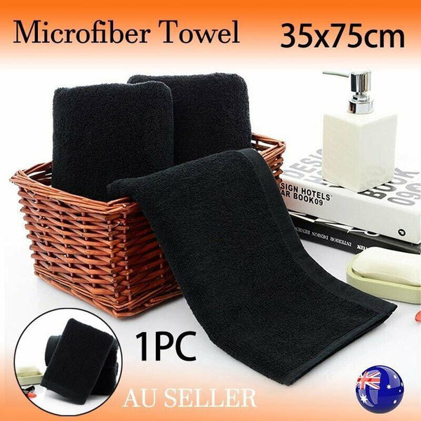 Black Cotton Towel 35X75cm Soft Thick Absorbent Bath Gym Travel Use Gym Towels