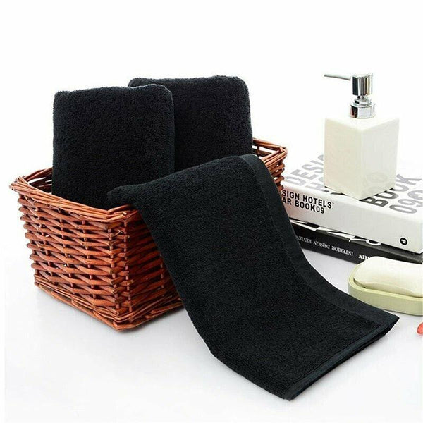 Black Cotton Towel 35X75cm Soft Thick Absorbent Bath Gym Travel Use Gym Towels