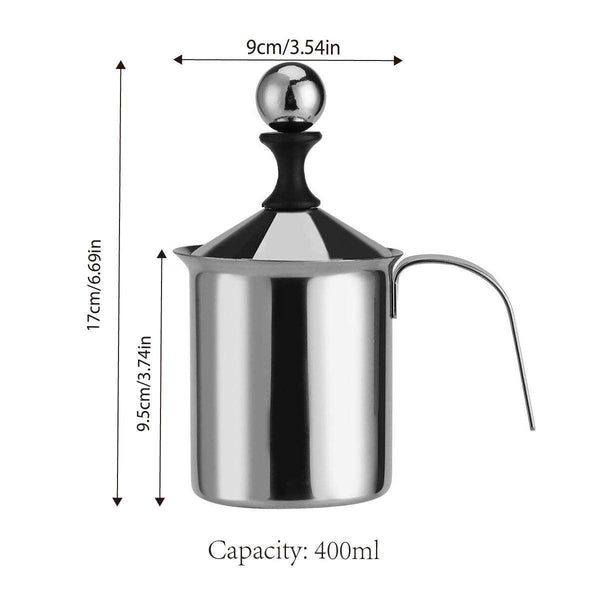 400Ml Stainless Steel Manual Milk Frother Double Mesh Strainer Frothing Pitcher Milk Frothers