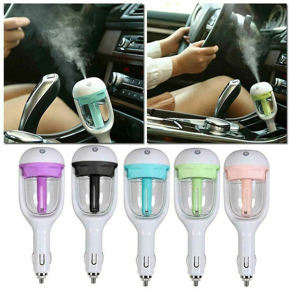 Mini Car Air Humidifier Essential Oil Diffuser Ultrasonic Aroma Mist Purifier Black Humidifiers
