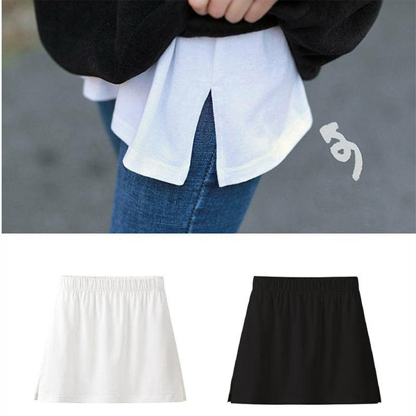 Fashion Hack Mini Skirt Shirt Extenders Adjustable Layering Fake Top Lower Sweep Black Skirts