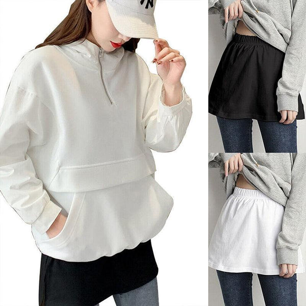 Fashion Hack Mini Skirt Shirt Extenders Adjustable Layering Fake Top Lower Sweep Black Skirts