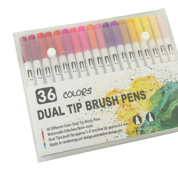Watercolor Brush Pen Set Artist Sketch Marker Black 12 Colours Art Pens & Markers