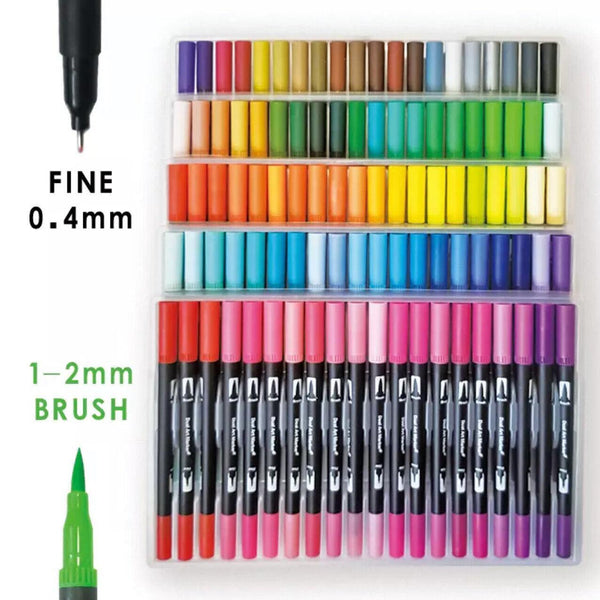 Watercolor Brush Pen Set Artist Sketch Marker Black 24 Colours Art Pens & Markers