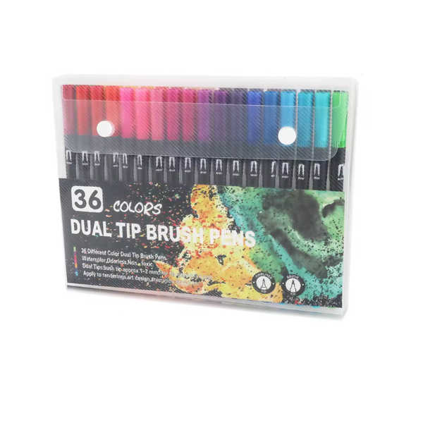 Watercolor Brush Pen Set Artist Sketch Marker Black 36 Colours Artists Brushes