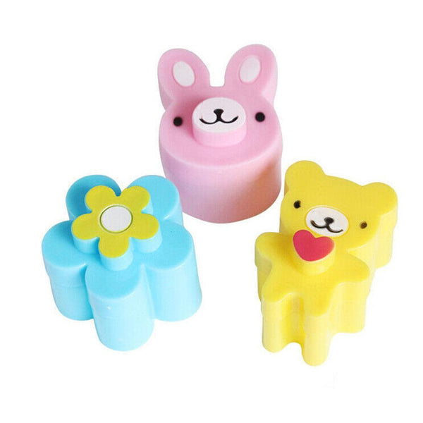 3Pcs Sandwich Cutter Set Rabbit Bear Flower Bread Mold For Bento Lunch Cake Cookies Pastry Cutters