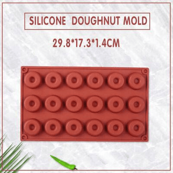18 Cavity Mini Donut Doughnut Chocolate Pan Tray Silicone Mold Baking Cake Mould Baking Trays
