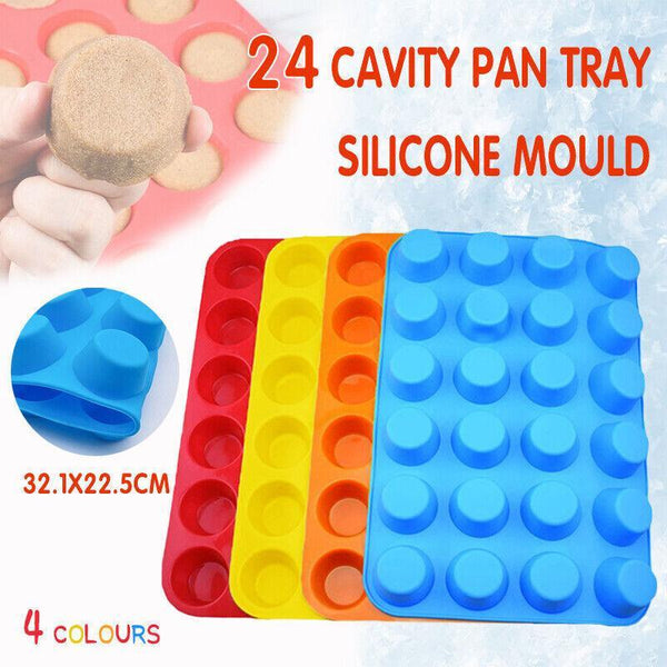 24 Cavity Pan Tray Silicone Mini Cupcake Cookie Baking Mold Au Blue Muffin Pans & Baking Moulds