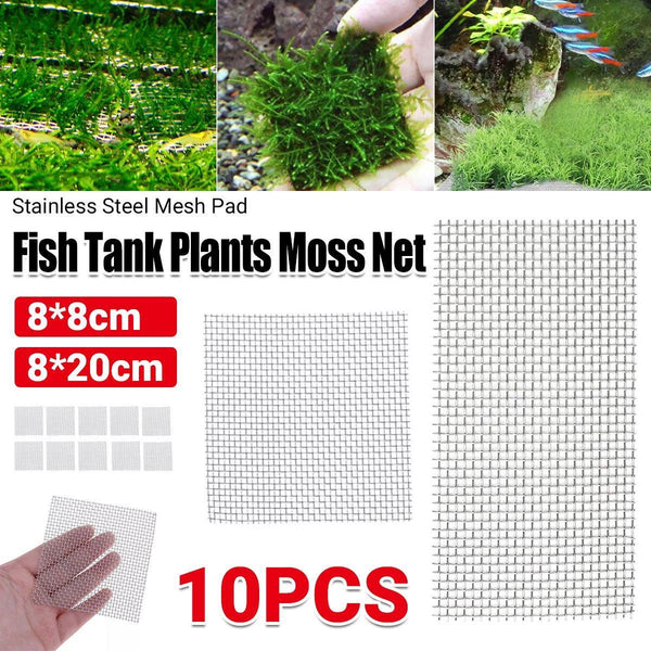 10Pcs Stainless Steel Wire Mesh For Water Plants Fish Tank Aquarium Decoration 8X8cm Decorations