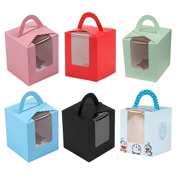 50 Pack Premium Cupcake Boxes With Window Thickened Cardboard Muffin Holders Blue Baking Cups & Cases