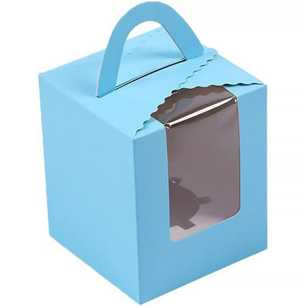 50 Pack Premium Cupcake Boxes With Window Thickened Cardboard Muffin Holders Blue Baking Cups & Cases