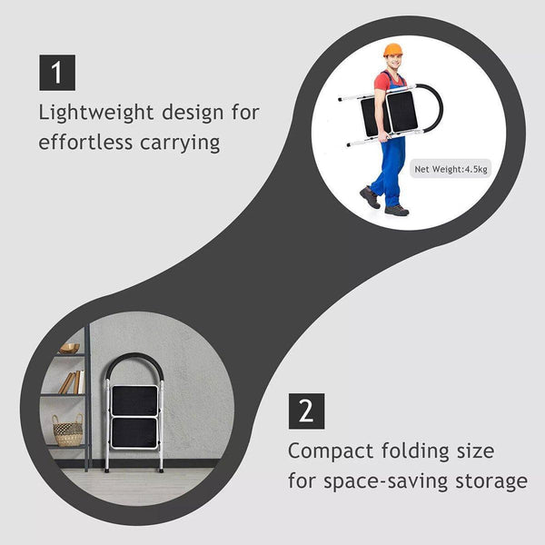 Folding Multi Step Ladder With Handrail Household A Type Iron Folding & Step Ladders