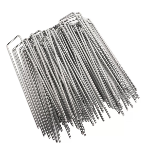 100Pcs U Shape Ground Stakes Gardening Spikes Landscape Anchor Pins Lawn Stakes