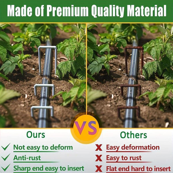 100Pcs U Shape Ground Stakes Gardening Spikes Landscape Anchor Pins Lawn Stakes