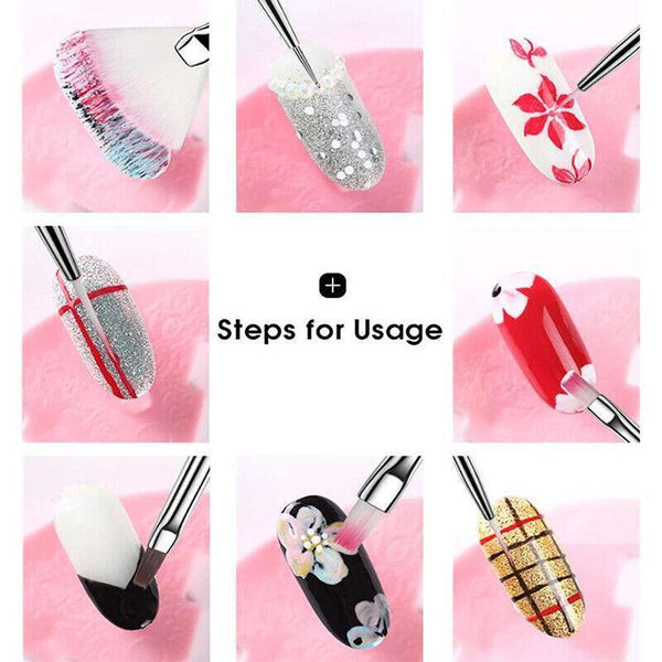 Nail Art Design Brushes Dotting Pen Tool Set Painting Uv Gel Drawing 15Pcs Black Manicure & Pedicure Tools & Kits