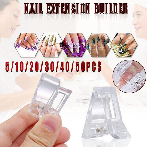 5 50Pcs Nail Tips Clip Clamps For Poly Gel Quick Building Extension Builder Tool 5Pcs Nail Art Tools
