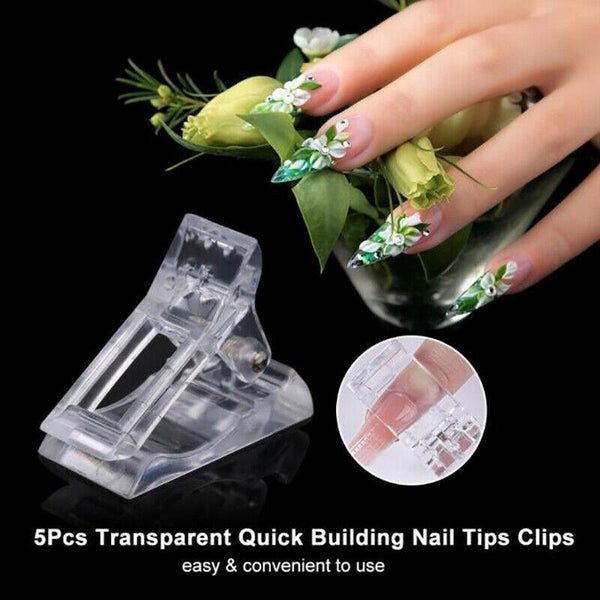 5 50Pcs Nail Tips Clip Clamps For Poly Gel Quick Building Extension Builder Tool 5Pcs Nail Art Tools
