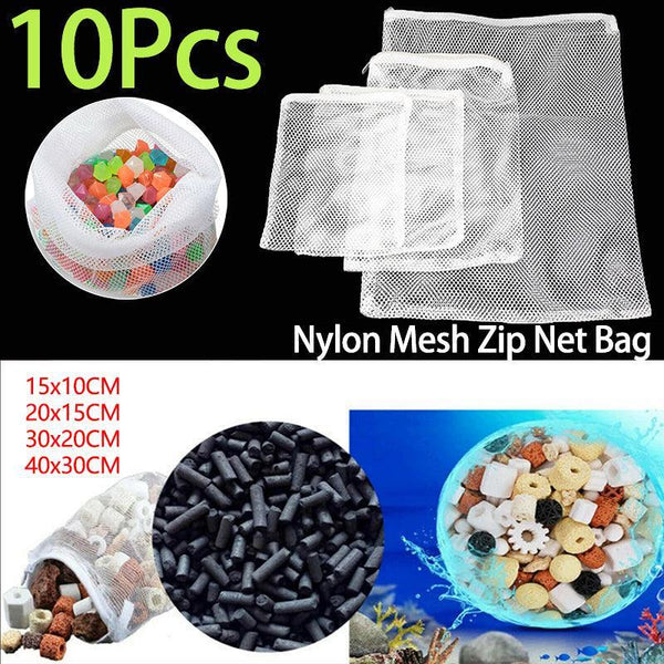 10Pcs Nylon Mesh Bags For Aquarium Pond Filter Media 30Cmx40cm Aquariums