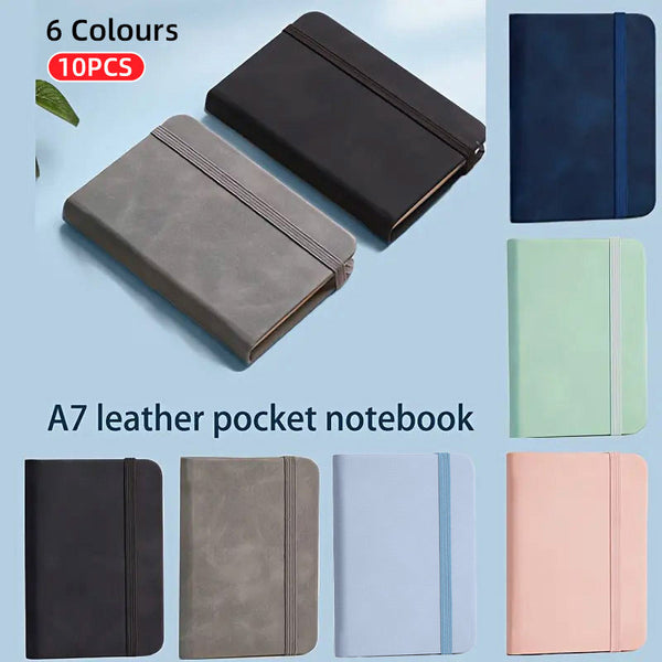 10Pcs Mini Pocket Notebook A7 Small Portable Notepad For Office School Use Light Blue Notebooks
