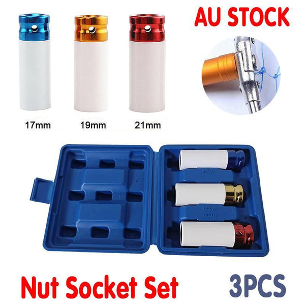 3Pcs Deep Impact Nut Socket Set 17Mm 19Mm 21Mm For Alloy Wheels Socket Wrenches