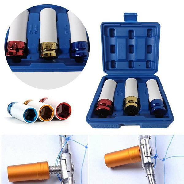 3Pcs Deep Impact Nut Socket Set 17Mm 19Mm 21Mm For Alloy Wheels Socket Wrenches