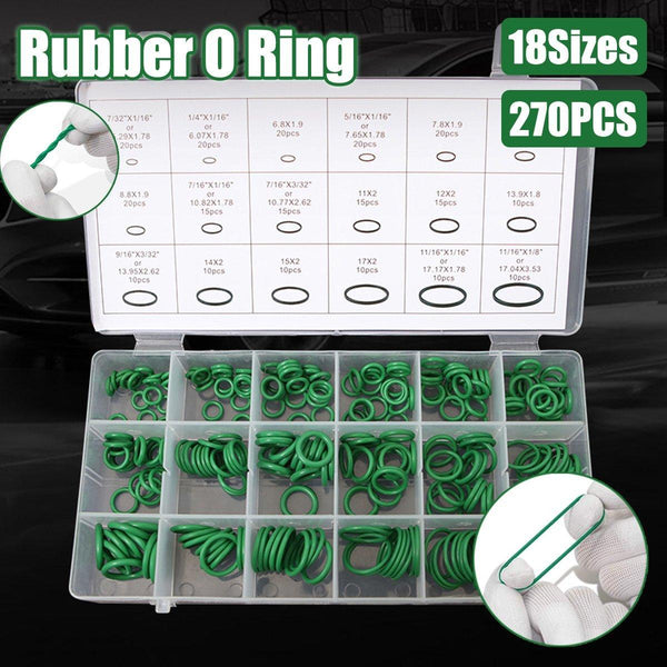 270Pcs Automotive Air Conditioning Green Rubber Ring Seal Repair Box Set Seals Other Pump Parts & Accessories