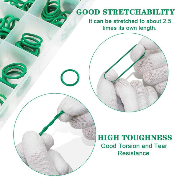 270Pcs Automotive Air Conditioning Green Rubber Ring Seal Repair Box Set Seals Other Pump Parts & Accessories