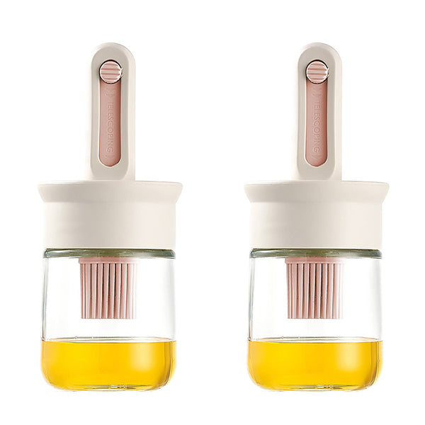 2Pcs Glass Oil Bottles With Silicone Brush For Kitchen Cooking Dispenser Set Oil & Vinegar Dispensers