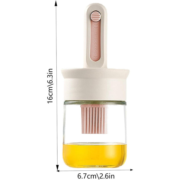 2Pcs Glass Oil Bottles With Silicone Brush For Kitchen Cooking Dispenser Set Oil & Vinegar Dispensers
