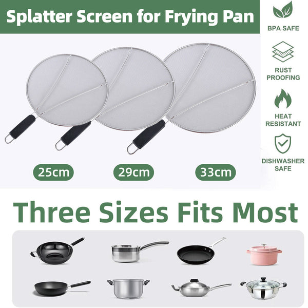 Stainless Steel Mesh Cover Anti Scald Filter Screen Splash Lid For Kitchen 29Cm Other Kitchen Gadgets
