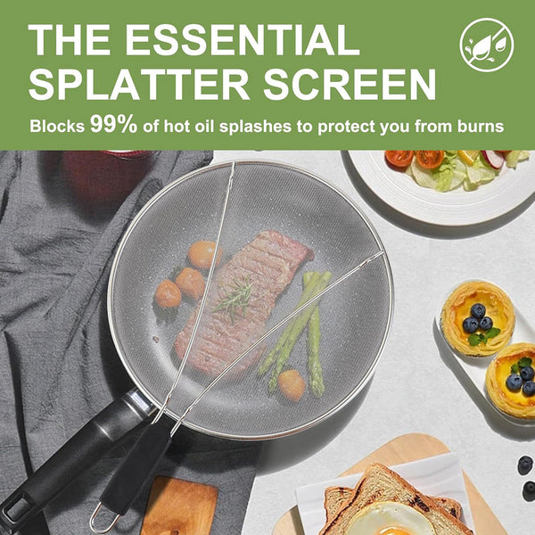 Stainless Steel Mesh Cover Anti Scald Filter Screen Splash Lid For Kitchen 29Cm Other Kitchen Gadgets