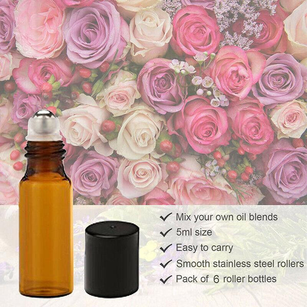 10Ml Roller Rollerball Perfume Essential Oil On Ball Amber Glass Bottle 10Pcs Travel Bottles & Containers