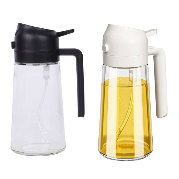 2 In 1 470Ml Glass Oil Bottle Spray Pour Automatic Pressure Control Kitchen Tool Black Oil & Vinegar Dispensers