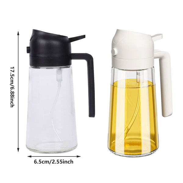 2 In 1 470Ml Glass Oil Bottle Spray Pour Automatic Pressure Control Kitchen Tool Black Oil & Vinegar Dispensers
