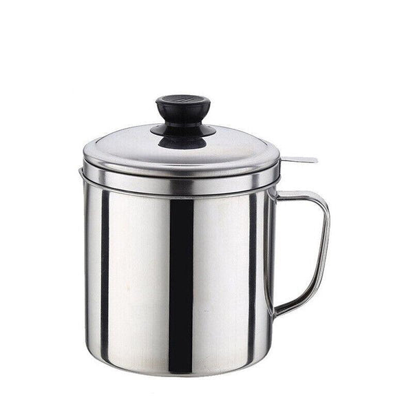 1.8L Stainless Steel Oil Filter Pot With Strainer Lid Grease Separator For Kitchen Other Kitchen Gadgets