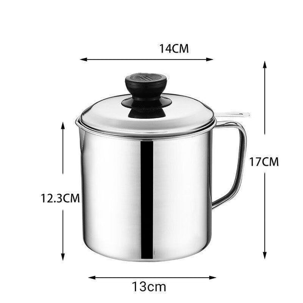 1.8L Stainless Steel Oil Filter Pot With Strainer Lid Grease Separator For Kitchen Other Kitchen Gadgets