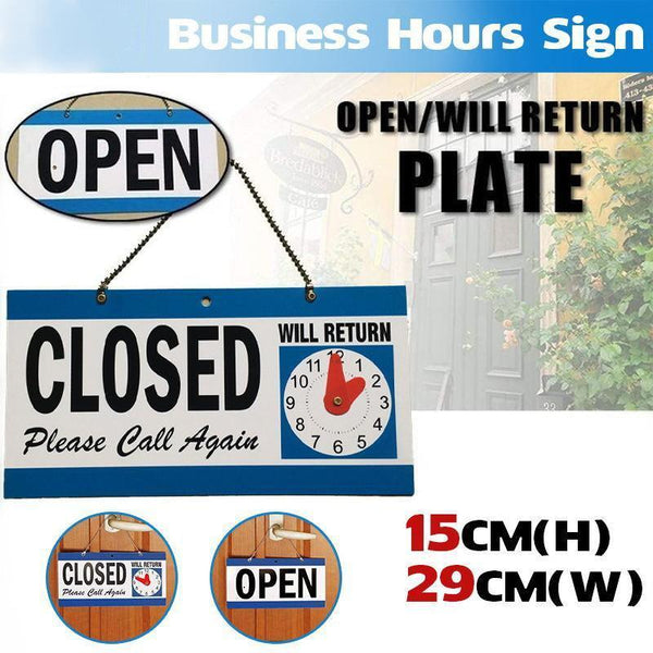 Open Closed Sign With Will Return Clock For Business Shops And Home Use 29X15cm Restaurant Signs