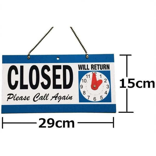 Open Closed Sign With Will Return Clock For Business Shops And Home Use 29X15cm Restaurant Signs