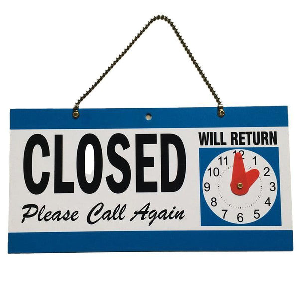 Open Closed Sign With Will Return Clock For Business Shops And Home Use 29X15cm Restaurant Signs